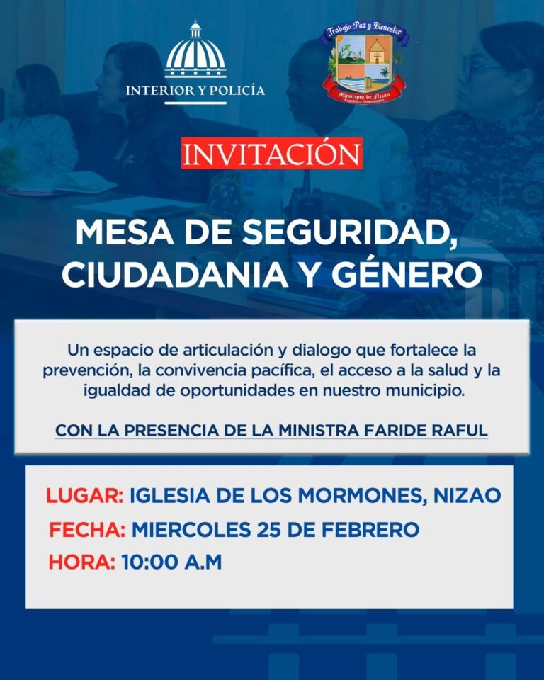 Suspenden Mesa de Seguridad, Ciudadanía y Género en Nizao