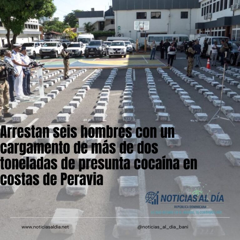 Arrestan seis hombres con un cargamento de más de dos toneladas de presunta cocaína en costas de Peravia